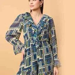 drape and dazzle Women Printed V-Neck Jumpsuit-picture-17