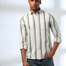 Men Striped Regular Fit Shirt with Patch Pocket-image-46