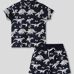 Dinosaurs Print Cotton Shirt & Shorts Set-picture-19