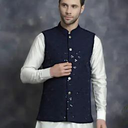 Men Regular Fit Nehru Jacket with Button Closure-image-80