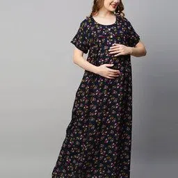 Leaf Print Round-Neck Nightie-image-97