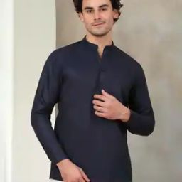Regular Fit Short Kurta with Band Collar-image-38