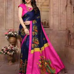 Women Kanjivaram Woven Saree with Zari Border-image-5