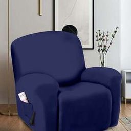 Stretchable Single Seater Recliner Cover with Patch Pocket-39