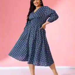 Women Floral Print V-Neck A-Line Dress-image-61