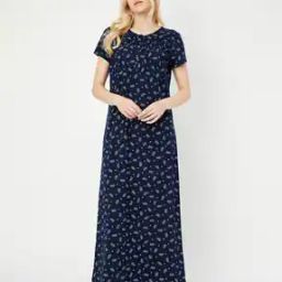 Women Floral Print Round-Neck Nightgown-picture-27