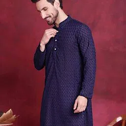 Men Embroidered Regular Fit Long Kurta-image-19