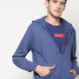 Zip-Front Hoodie with Split Kangaroo Pocket-image-18