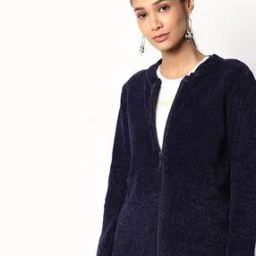 Chenille Cardigan with Ribbed Hems-image-54