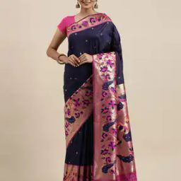 Micro Print Saree with Zari Border -image-69