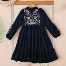 Girls Embroidery Fit and Flare Dress-picture-14