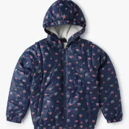 Printed Puffer Jacket with Convertible Sleeves-17