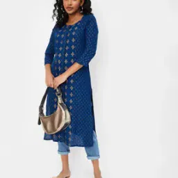 max Foil Print Straight Kurta with Side Pocket-picture-45