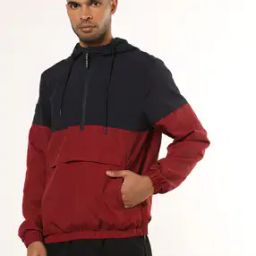 Colourblock Hooded Jacket with Kangaroo Pocket-5