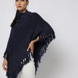 Knitted Winter Poncho with Tassels-39