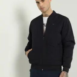 Cut & Sew Bomber Jacket with Zipper Slip Pockets-picture-15