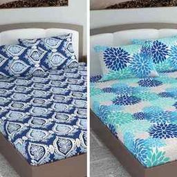 Set of 2 Floral Print King-Size Bedsheets with Pillow Covers-image-14