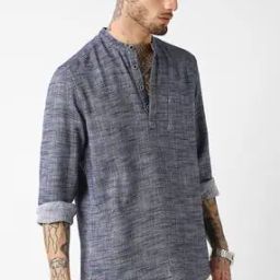Mandarin Collar Kurta with Full Sleeves-picture-45