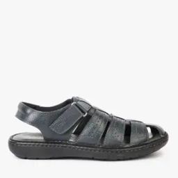 Leather Fisherman Sandals with Velcro Fastening-image-56