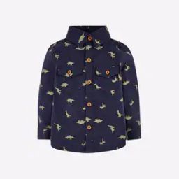 Dinosaur Print Shirt with Dual Flap Pockets-image-68