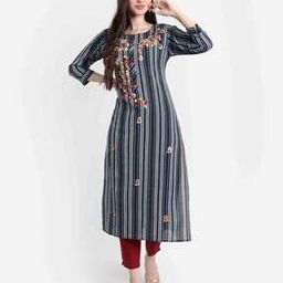 Women Striped No Darts Straight Kurta-image-63