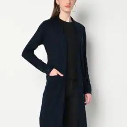 Open-Front Longline Shrug with Patch Pockets-66