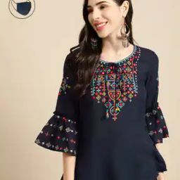 Embroidered A-line Tunic with Mask-image-69