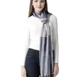 Checked Stole with Fringes-44