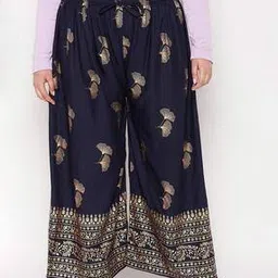clora creation plus Floral Print Palazzos with Elasticated Drawstring Waistband-picture-2