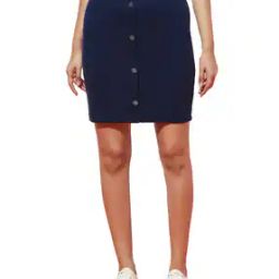 Ribbed A-Line Skirt with Elasticated Waistband-image-71