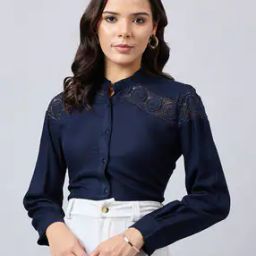 Women Lace Pattern Regular Fit Shirt-image-18