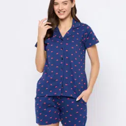 clovia Women Printed Shirt & Shorts Set-picture-10