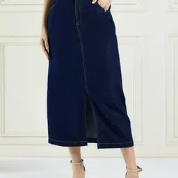 drape and dazzle Women Straight Skirt with Insert Pockets-picture-0