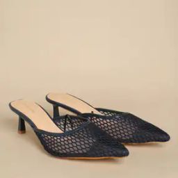 Women Fishnet Kitten Heeled Sandals-image-17
