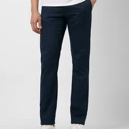Men Flat-Front Slim Fit Trousers-image-2