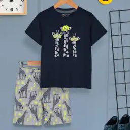 Boys Giraffe Print T-Shirt & Shorts Set-picture-42