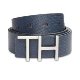 Perforated Leather Reversible Belt with Logo-Buckle Closure-picture-20