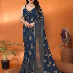 Women Printed Georgette Saree with Lace Border-image-5