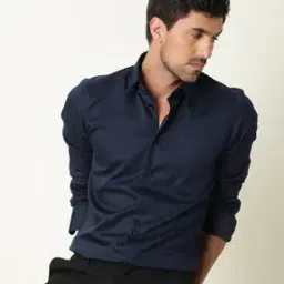 Spread-Collar Slim Fit Shirt-image-41