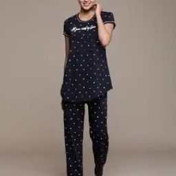 Women Micro Print Top & Pyjamas Set-image-19