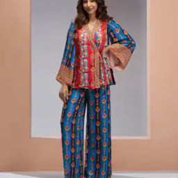 Women Printed Wrap Top with Pants-picture-6