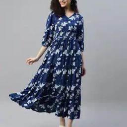Women Floral Print Gown Dress-image-30