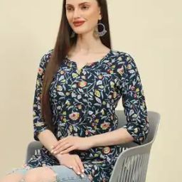 Women Floral Print Pure Cotton Straight Kurti-image-95