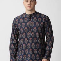 Printed Kurta with Mandarin Collar-image-14