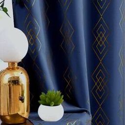 Set of 1 Geometric Print Window Eyelets Curtain-image-5