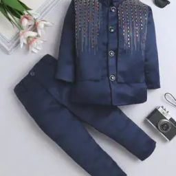 Boys 2-Piece Embroidered Suit Set-image-2