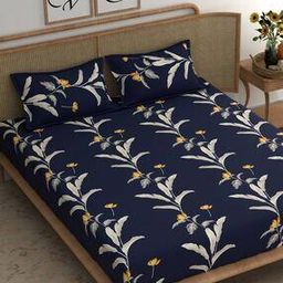 210 TC Floral Print Double Bedsheet with Pillow Covers-image-30