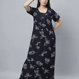 Women Floral Print Round-Neck Nightie-picture-47
