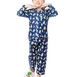 burbn Girls Cotton Printed Nightwear Set-picture-0
