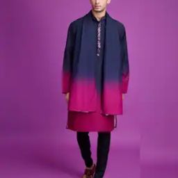 Men Embroidered Regular Fit Long Kurta with Mandarin Collar-picture-28
